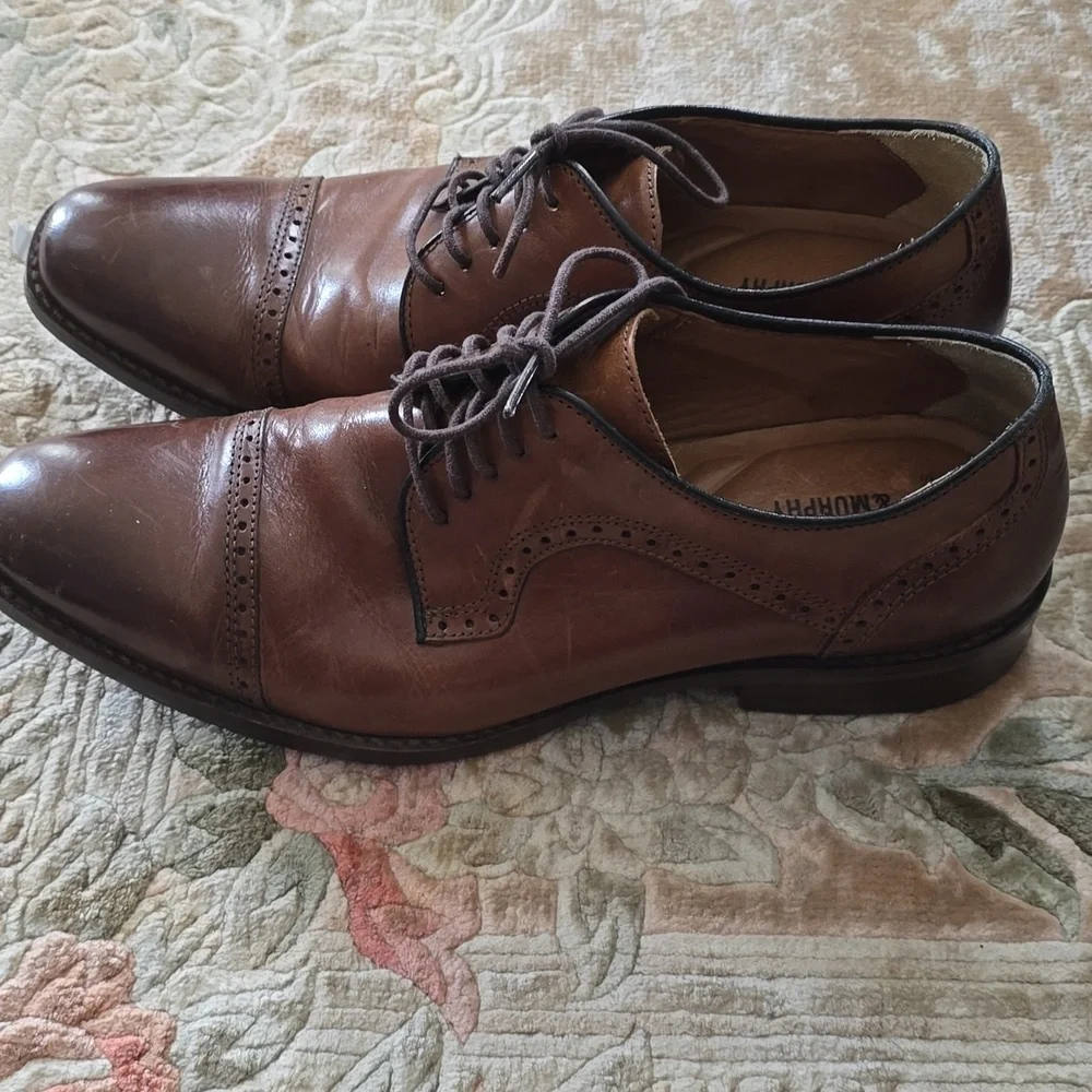 Johnston & Murphy shoes Men's Brown laced lace up Oxfords Size 9.5 9-1/2